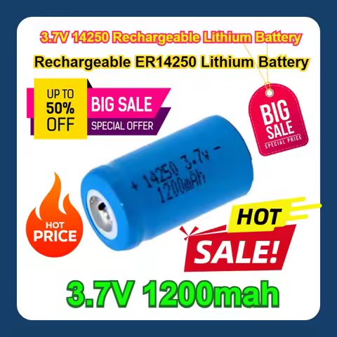 12/24pcs LS14250 ER14250H 1/2-R6 1/2 AA 1200mah Rechargeable ER14250 Lithium Battery 3.7V 14250 Rech