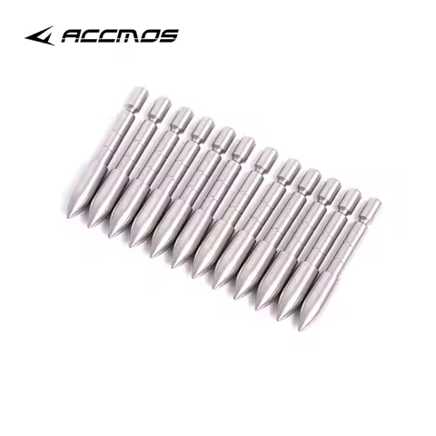 12pcs Archery ID3.2/4.2/5.2/6.2/8.0/9.8mm Stainless Steel Insert Arrowhead Point Tips Training Arrow