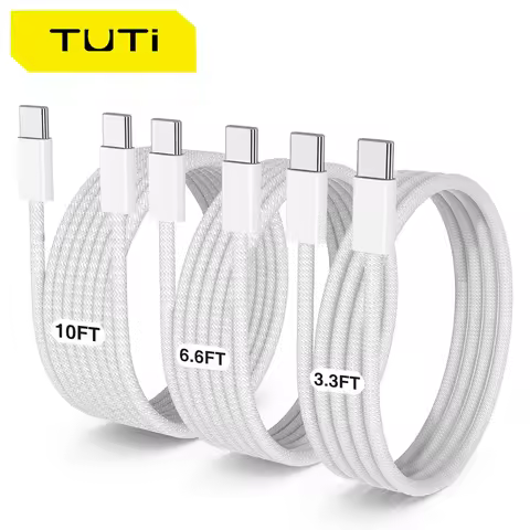 TUTi 60W Fast Charging USB C to USB C Cable High-Speed Data Sync Cable for Apple 15' Xiaomi Huawei D