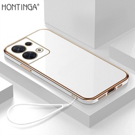 Hontinga Casing Case For OPPO Reno 8 Reno8 Pro 5G Case Fashion Solid Color Luxury Chrome Plated Soft TPU Square Phone Case Full Cover Camera Protection Anti Gores Rubber Cases For Girls