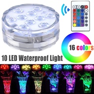 HFAD [Ready Stock] 10leds RGB Underwater Submersible Led Light Waterproof Battery Operated Pond Swimming Pool Light for Vase Base,Floral,Aquarium RP0788-001