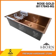 I-BORN Single Bowl Kitchen Sink IB117845-RG (Rose Gold) Stainless Steel Under Top Mounted Water Sink