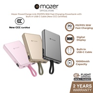 (CCC Certified) Mazer Powerbank 10000mAh PD35W Fast Charging Powerbank with Built-in USB-C Cable