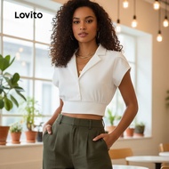 (Fashion_3) Lovito Casual Plain Pleated Blouse for Women L133ED565