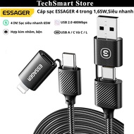 ESSAGER Charging Cable, 4 In 1,65W,Fast Charging,USB Type C-L for phones, tablets