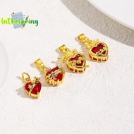 [spring-t] Brass Charm Pendant Ex Voto Heart Red Cubic Zirconia For DIY Nelace Keychains Jewelry Mak