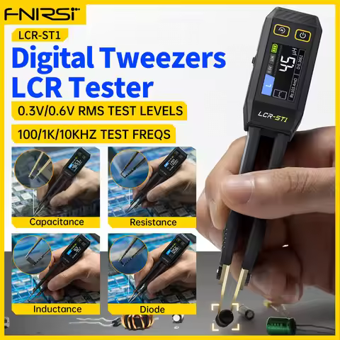 FNIRSI LCR-ST1 Smart Tweezer LCR SMD ESR Tester Resistance Capacitance Inductance Continuity Diode T