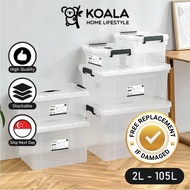 🇸🇬Koala Home🔥Transparent Storage Box Organizer Stackable Container Waterproof with Wheels 15L/40L/55