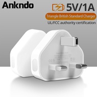 [Ready Stock] Ankndo Phone Charger Charger USB UK 3 Pin Regulatory 5V 1A Universal Travel Charger USB Power Adapter