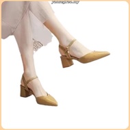 [Hot Sale] Size34-41 Sandal Kulit Lembut Yang Benar-Benar 2023 Tumit Tengah Baru Sepadan Dengan Tumi