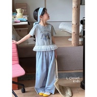 LC. kids Ready Stock💯Cloudy Side Lace Thin Wide Pants Girls Wide Pants Big Kids Wide Pants Big Kids 