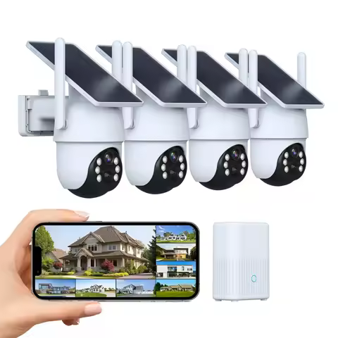 WOUWON Outdoor Solar Camera 4CH NVR Kit 4MP Video Surveillance WIFI Monitor NVR Camera CCTV Security