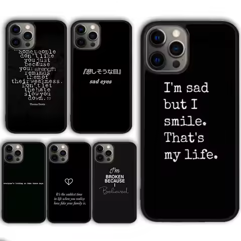 Sad depression Black Word Phone Case Cover For iPhone 17 Air 16 15 14 Plus 11 12 13 Pro Max Apple ma