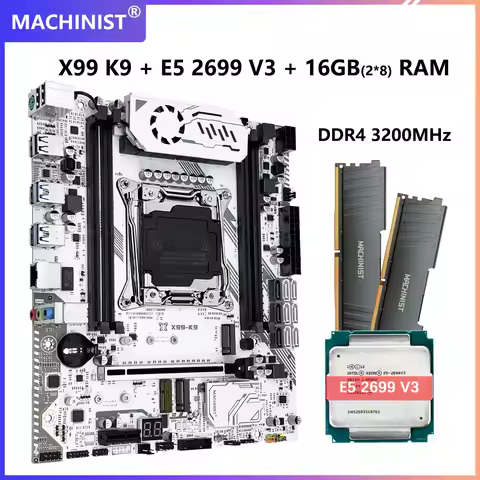 MACHINIST K9 X99 TPM 2.0 Motherboard Combo LGA 2011-3 Xeon E5 2697 V3 CPU Kit DDR4 32GB RAM Memory N