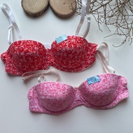 (J38) Jintana Bra With Frame Thin Foam Removable Shoulder Strap Red B32/70=2 Pink B32/70=1