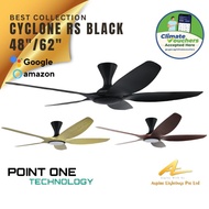 Point One Ceiling Fan Light Cyclone RS 5 Blade 48" 62" Black Casing ECMotor Smart Remote SG Warranty