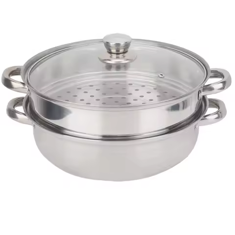 Stainless Steel Cookware 27cm/11in 2-Layer Steamer Pot Cooker Double Boiler Soup Steaming Pot Kitche
