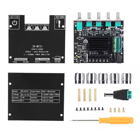 2.1 Channel Bluetooth-Compatible Audio Power Amplifier Board 50Wx2+100W Stereo Digital Audio Amp Boa