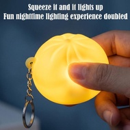 Silicone Cute Expression Glow Bun Squishy Keychain Stress Relief Cartoon Multi Color For Z4e0