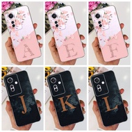 OPPO Reno11 F 5G Fashion Flower Initial Letter Case Reno 11F CPH2603 Soft Silicone Clear TPU Phone Cases
