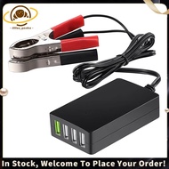Portable DC Charger 12V/24V to 5V 4-Port USB Charger Usb Charger with Battery Clip for Other Smart P