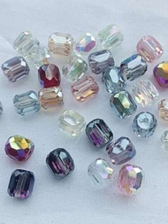 20入組多色彩虹氣閃光柱形水晶珠子,帶孔洞和多稜角,適用於手工diy項鍊、手鐲、耳環、吊墜,作為假日禮物
