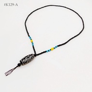 #K129 Black Fragile Agate Pendant Beads Necklace 黑色玛瑙圆珠项链 Neck Wear  Stone Hitam Batu Akik Manik Ran