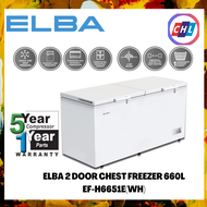 ELBA (Send By Lorry+Authorised dealer) 2 DOOR CHEST FREEZER [GROSS 660L/NETT 508L] EF-H6651E(WH) -ELBA WARRANTY MALAYSIA