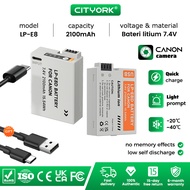 Cityork LP-E8 LP E8 Rechargeable Battery With USB Type-C interface Fast Charge For Canon EOS Rebel T