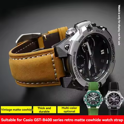 Replacement Leather Strap for Casio G-SHOCK GST-B400/GST-B200 Men's 24*14mm 24*16mm Genuine Cowhide 