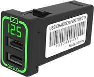MAXWIN K-USB01-T1G Built-in Car Charger, Car Charger, Toyota Car, Rapid Charging, Charger Voltage Observation, USB, QC3.0, iPhone, iPad, Android, IQOS, Small, Green