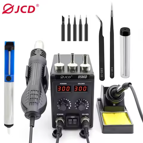 JCD 8586D Soldering Station 2-in-1 LED Digital Display Hot Air Gun Soldering Station Cell-Phone Weld