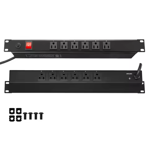 SucceBuy 1U PDU 8/10/12 Outlets 110-125V/15A Rack Mount Power Strip Fits Standard 19 Server Racks Id