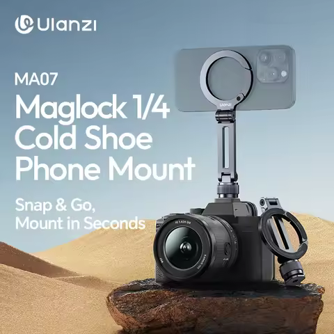 Ulanzi MA07 Maglock 1/4 Cold Shoe Phone Mount Magnetic Snap Portable for Smartphone Camrea Tripod Ph