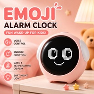 Emoji Alarm Clock for Kids Voices Control Snooze Function Date Temperature