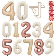 133cm Large Retro Milk Caramel Chocolate Color Birthday Decoration Photo Number Aluminum Film Balloo