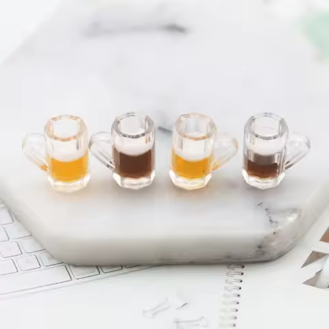 10pcs Mini Beer Cups Model Resin Beer Glass House Decor Miniatures Fairy Garden Decorations Gift for