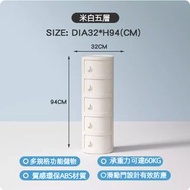 全城熱賣 - 奶油風塑膠床頭櫃（米白色-五層）
