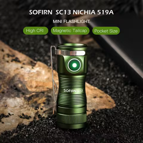 Sofirn SC13 519A 5000K Mini Powerful Led Light LED 1100lm 18350 Rechargeable Flashlight with Magneti