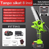 AHH 8inch Kayu Rantai Mini Chainsaw Gergaji Baterai 2Pcs Baterai Gergaji Tangan Portable Listrik Min