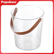 Clear Ice Bucket Cocktail Glass Chiller with Faux Leather Handle Plastic Ice Bucket Beverage Tub for