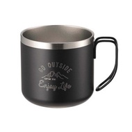 CAPTAIN STAG（鹿牌）MONTE 雙層不鏽鋼馬克杯350ml 黑色 UE-3429