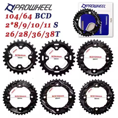 Prowheel Bicycle Chainring 104BCD 64BCD Chain Ring 26T 36T 28T 38T MTB Chainring Double Speed MTB Bi