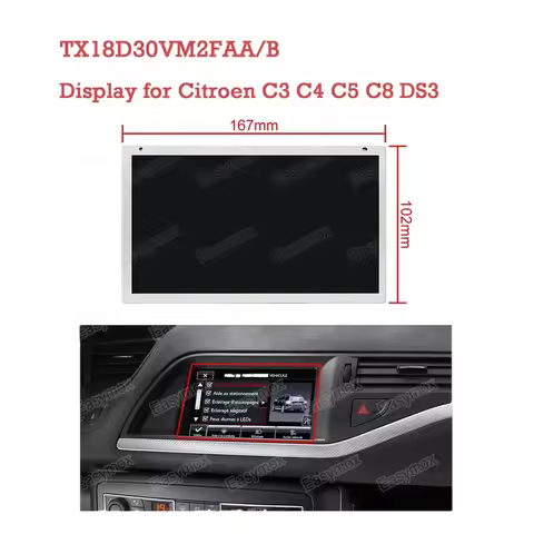 7" LCD Display TX18D30VM2FAA AB for Citroen C3 C4 C5 MK2 C8 DS3 Radio Navigation 9673538880 GPS Scre