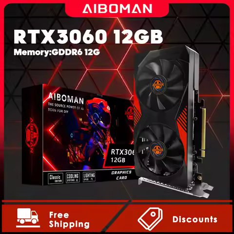 AIBOMAN Graphics Cards GeForce RTX 3060 12GB NVIDIA GPU GDDR6 192bit 8Pin PCI-E 4.0 x16 rtx3060 12gb