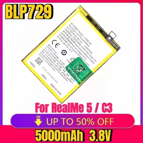 New High Quality Replaceable 5000mAh BLP729 Battery for RealMe 5 / C3 / 5i / C11 / 5S / C21 BLP729 M
