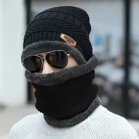 Winter Men's Knitted Hat Autumn/Winter Women's New Cotton Hat with Velvet Wool Hat Men's Cold Hat fo