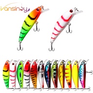 Fishing Lure, 6.5g/5cm Sinking Minnow with 3D Eyes, Laser Trolling Plastic & 2 Treble Hooks