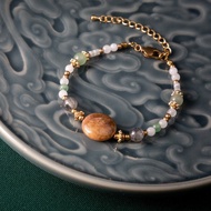 【廣寒宮】 菊花石黃銅古典手環(可訂製手圍)