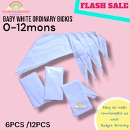 12PCS /6PCS WHITE BABY COTTON BIGKIS ( Tummy/ Belly Binder for Newborn Baby Boy or Girl )100% Cotton